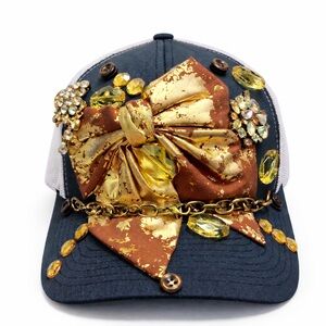 Embellished Gold and Brown Women's Cap